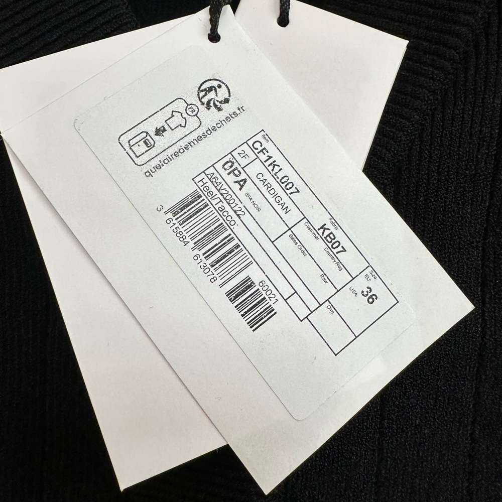 Balmain V-Neck Crop Pointelle Rib Cardigan in Black - Picture 6 of 7